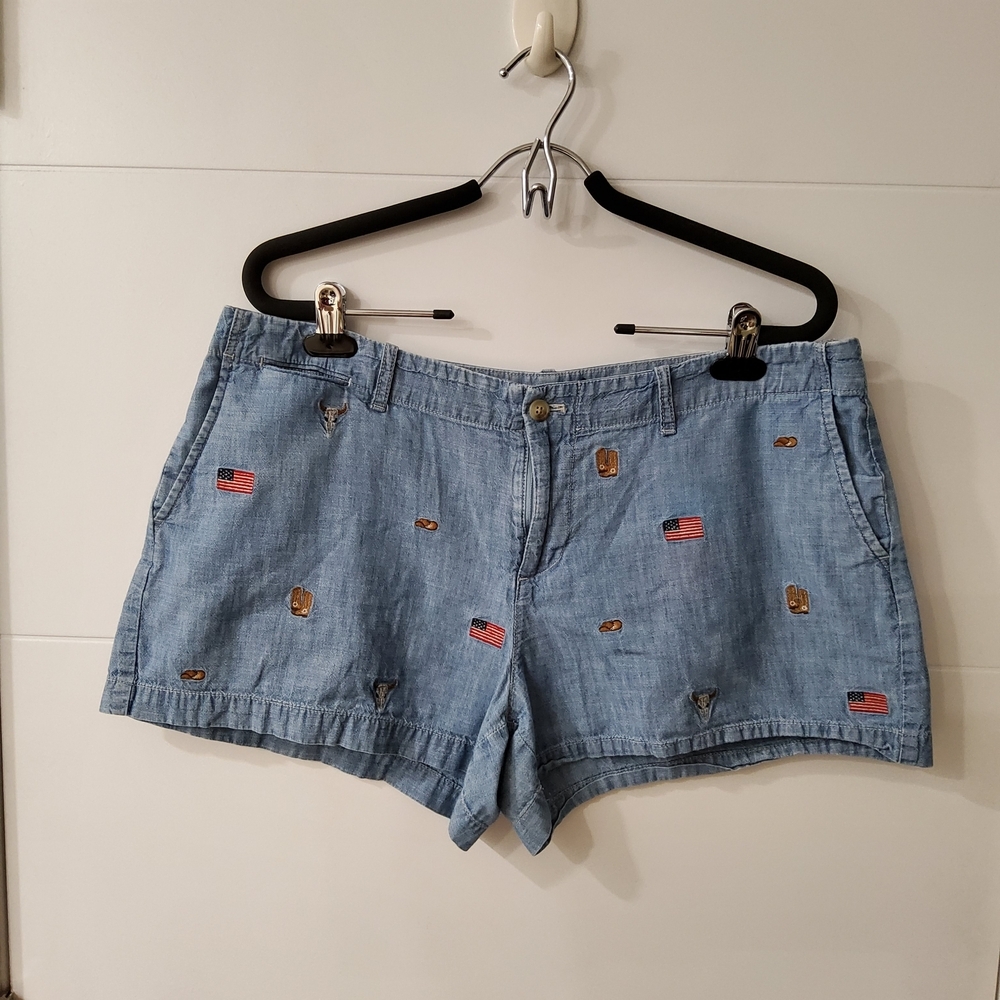 Polo Ralph Lauren Embroidered Chambray Shorts Size 10